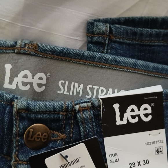 Lee Blue Slim Straight Jeans Premium Denim - Picture 2 of 4